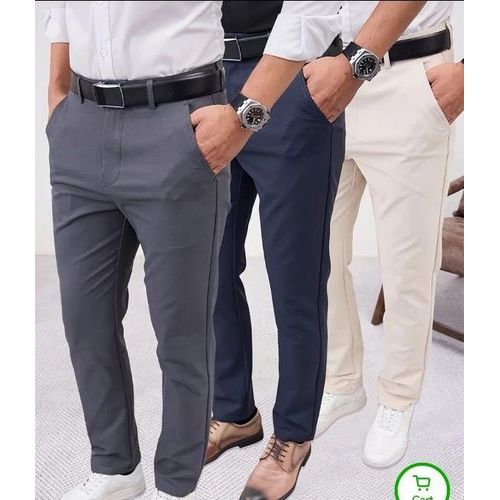3 in 1 Men's Corporate Quality Smart Office Plain Chinos Trousers