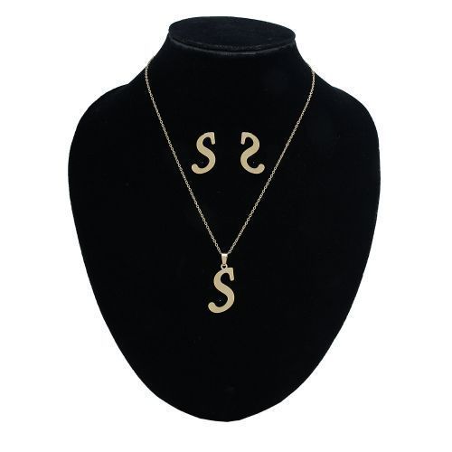 Letter S Pendant, Earrings And Necklace