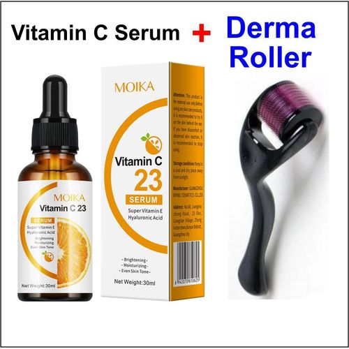 Vitamin c 23 serum super vitamin E Hyaluronic acid Moi-ka Face serum + Derma Roller