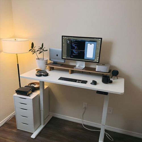 Modern Adjustable Height Electric Standing Desk- 14mtr White
