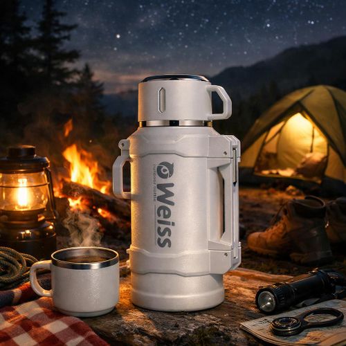 48HRS HOT AND COLD WATER FLASK, Large Capacity 2000ML Stainless Steel Thermos Flask Water Flask, Stainless Hot and Cold Thermal Water Bottle Vacuum Flask with Rope, Insulated Thermos Outdoor, Vacuum Flask Water Bottle, Stainless Steel Flask Water Bottle