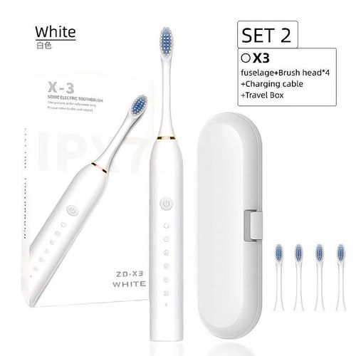 Couple Set Electric Toothbrushes for Adults - Soft Bristle, Portable, Waterproof for Home Cleaning