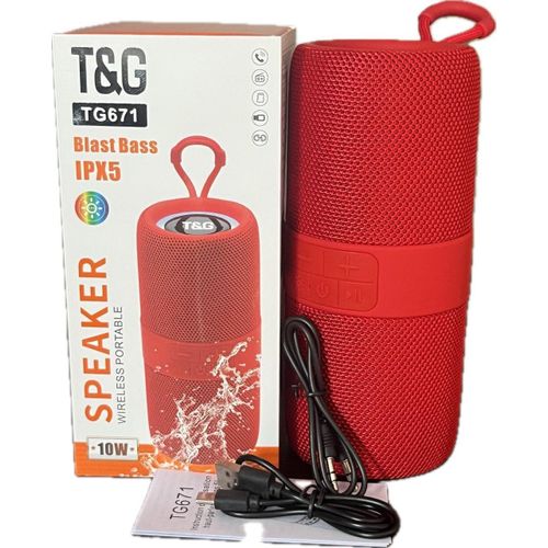 TG671 New Outdoor Wireless DJ Strong Bass HiFi Stereo Sound Outdoor BT Speaker 10W IPX5 with RGB Light (RED)