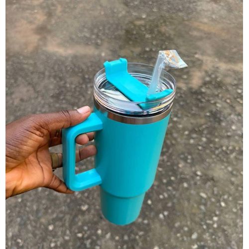 40oz Double-Walled Vacuum Insulated Stainless Steel Tumbler with Handle and Straw - Hot & Cold