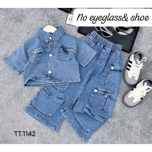 Quality and elegant boys jeans shirt and cargo trousers.
