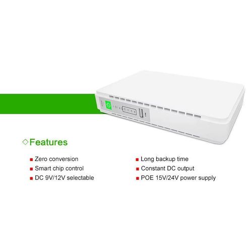 WiFi Router Mini DC UPS with 10,400mAh Capacity with Selectable Output 9v/12v & 15v/24v