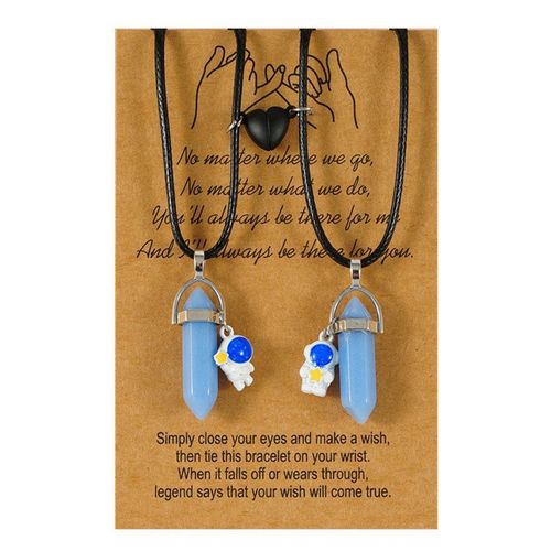 2 PCS Couple Luminous Astronaut Necklaces - Magnetic Heart Matching Pendant Set for Lovers