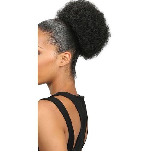 Afro Kinky Curly Wrap Drawstring Puff Ponytail Hair Extensions Wig With Clips - Black