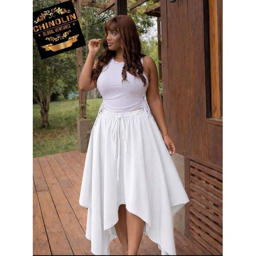 White linen fitted waist dress at Best Prices Online - Jumia Nigeria