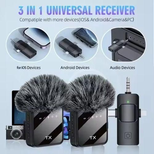 TX F15-2 DOUBLE NOISE CANCELLING WIRELESS MICROPHONE FOR IPHONE AND TYPE C