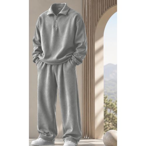 Unisex Quarter-Zip Sweatshirt & Joggers Set (Fits M,S,& XS)Ash color