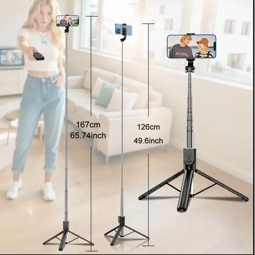 Selfie Stick with Tripod, Shutter Remote and Fill Light (Light Optional) - Wireless Remote Control, Anti-Shake Extendable Phone Selfie Stand, 360° Rotatable Multi-Functional Travel Companion, Mini Lightweight, Portable for All Mobile Models