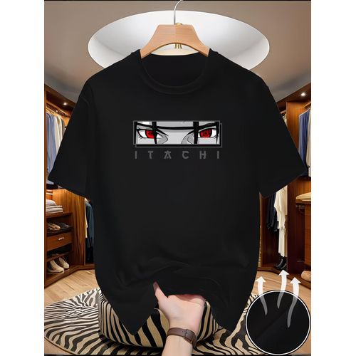 Itachi Uchiha Akatsuki Black Shirt Trendy Anime Casual Wear