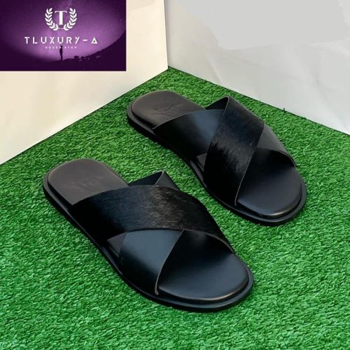 Men's Velvet Criss Cross Slippers