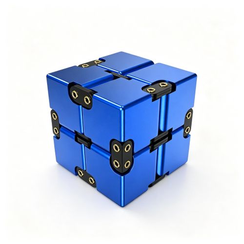 Metal Infinity Cube Fidget Toy, Aluminum Magic Cube with Case for Adults, Heavy Sturdy Stress Relief Anti-Anxiety Desk Accessory