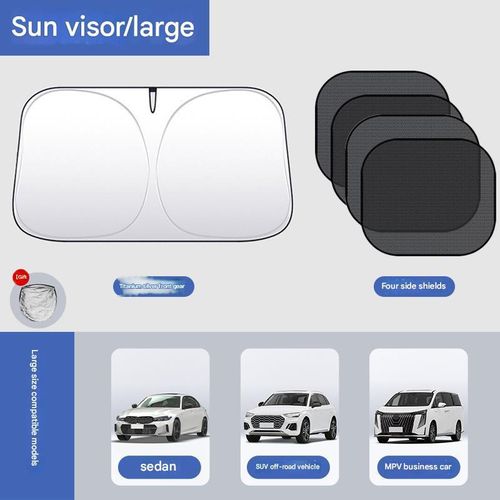 Car Sunshade 5pcs Set, Car Windshield Sunshade Umbrella, Front Windshield & 4 Side Windows Sun Visor, Universal Fit Privacy Protection Car Interior Protector For Most Cars