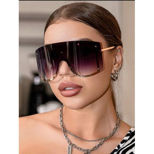 Oversized One-Piece Lens Rimless glasses For Women, Plastic Material, Fashionable For Street Snap, Music Festival, Party, Y2k Style Eyewear glasses Beach Sun Glasses Beach Accessories For Women Sun Glasses