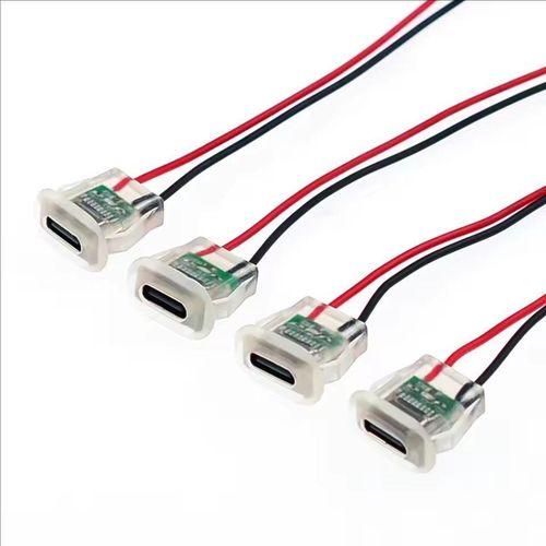 4pcs 2pin USB Type C 5A Input type Charging Socket With LED lights Plate Waterproof USB-C Power Port TYPE-C Female Connector Jack
