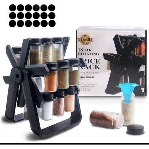 ROTATING SPICE RACK 18JARS REVOLVING SPICE RACK - Comes with labels and 1 funnel