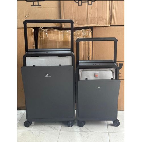 BLACK Front Opening Suitcase with Laptop Cabin- 2set