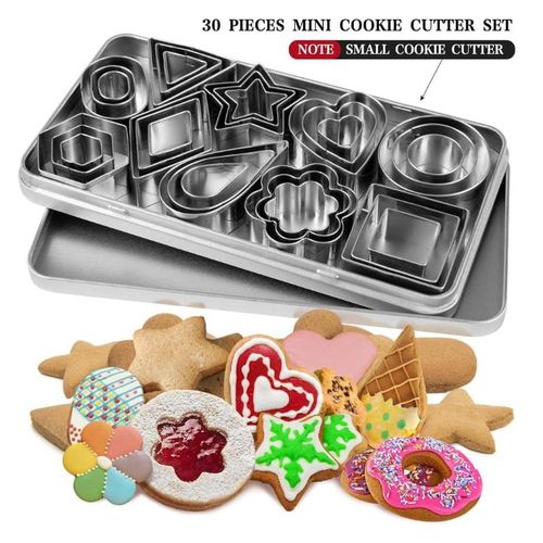 30Pcs Stainless Steel Cookie Cutter Set, Multi-Shape Baking Molds with Storage Box for Cookies, Fondant & Pastry