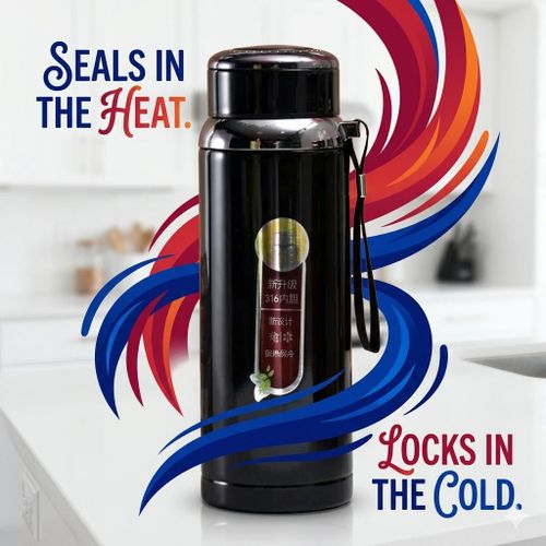 BIG 1000ml 24 Hours Baby Thermal Flask Hot Water Bottle Sport Water Stainless Steel Vacuum Flask Travel Pot Office Insulated Water Bottle Stainless Steel Thermal Cold and Hot Leak-Proof Sports Flask Bottle