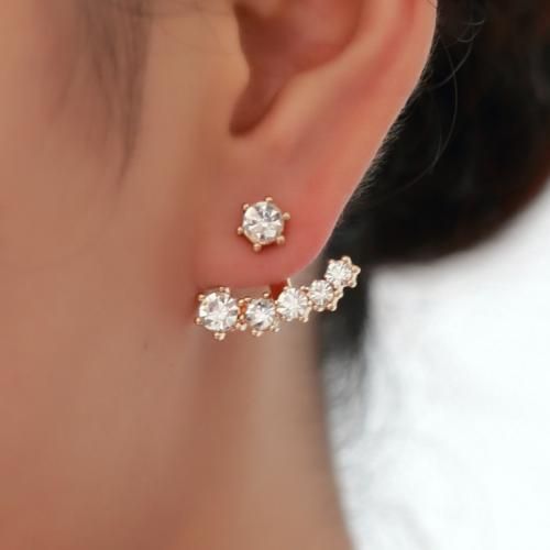 Ladies Rhinestone Gold Steel Earrings.