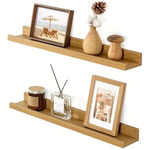 Medium Sized Wall Mounted Floating Rack, Wall Mounted Painting Rack, Painting Rack, Photo Rack, Wall Mounted Display Rack, with Baffle Design, Waterproof Treatment And Pre Drilled Hole Design, 2pcs Set with a Length of 60 Centimeters