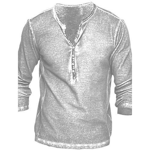 Vintage Print Button V-Neck Men Punk Street Wear Short Sleeve Goth T-Shirt Mens Oversized Brazilian Spanish T-Shirt