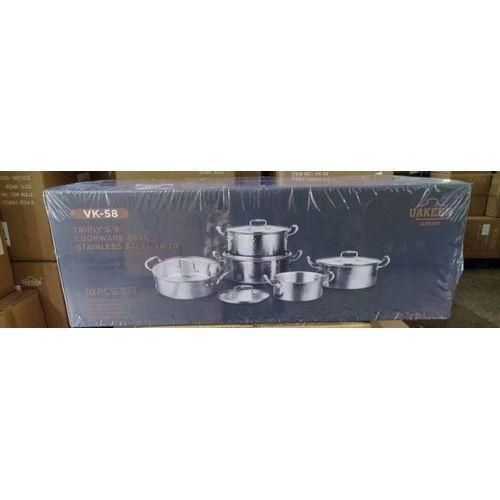 Uakeen 10-Piece Luxury Triply 18/10 Stainless Steel Cookware Set