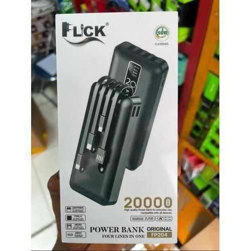20000mAh Power Bank, Four In Built Cables - With 3A Built In Type-C, IPhone ( Lightning), Android ( Micro ) & USB Cable, With A 5V Power Delivery Capacity Type C Input And Output Port Enabled & Double USB Port