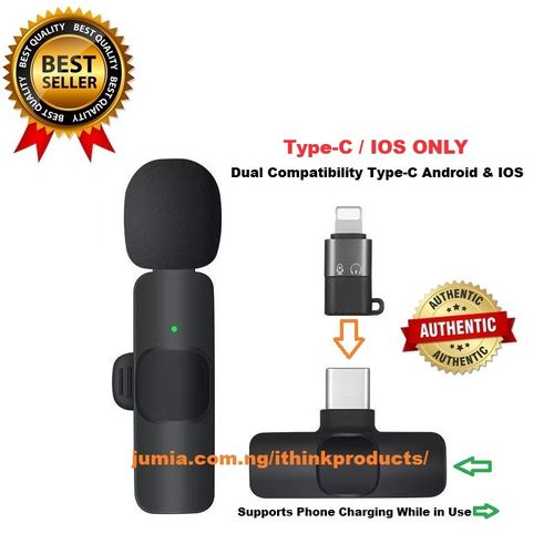 Single Wireless Lapel Microphone Lavalier Mic TYPE-C Android IPhone + IOS Adapter