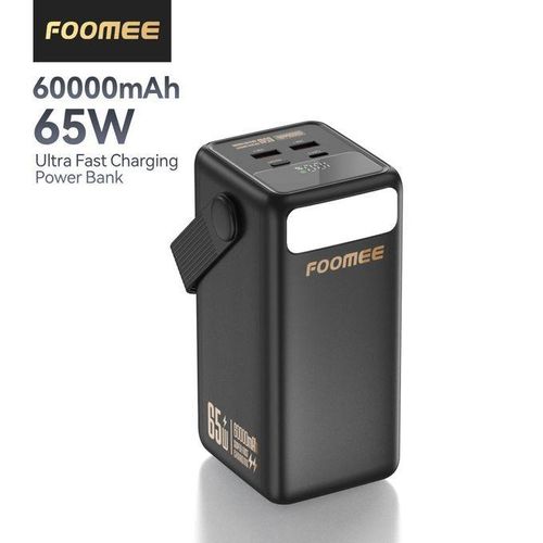 FOOMEE 65W Fast Charging Power Bank with LED Light & Digital Display – Portable High-Capacity Power Bank
