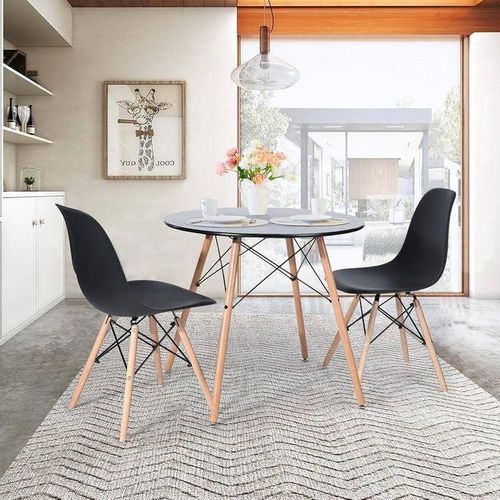 Round Dining Table With Chairs - BLACK