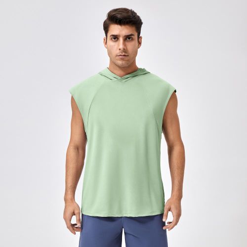Men’s Sleeveless Hoodie Gym Top (Green) – Size XL