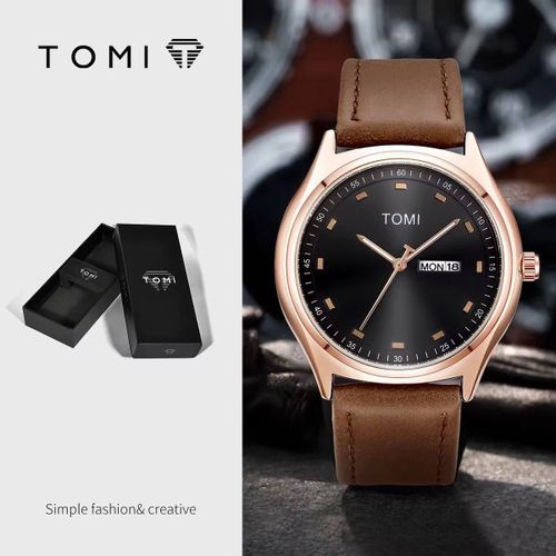 Men's Fashion Watch Set with Leather Band & Gift Box