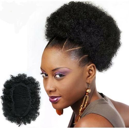 Large Afro Kinky Curl Hair Bun For Ladies - Black