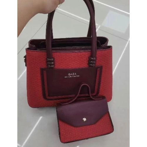 Qaza 2-in-1 textured wine-colored luxury handbag set
