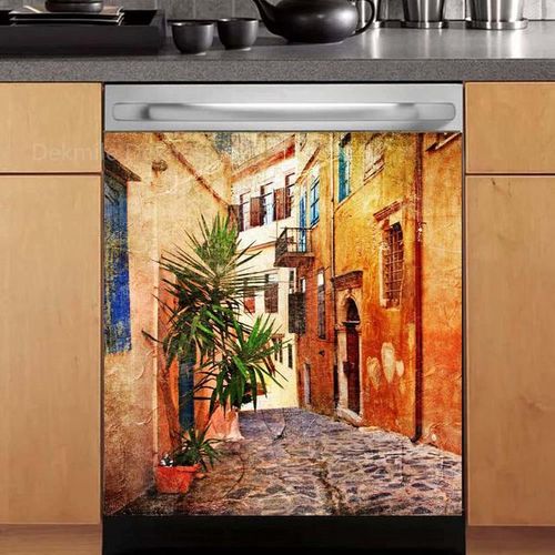 Kitchen Decor Internal Structure Dishwasher Sticker Plate Cup Wash Wall Sticker Adhesive Removable Cabinet Door Decals Diy Home