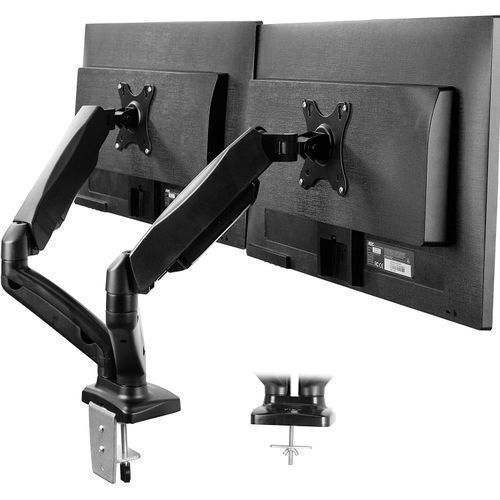 Dual Arm Monitor Desk Mount Tilt, Swivel, Pneumatic Stand