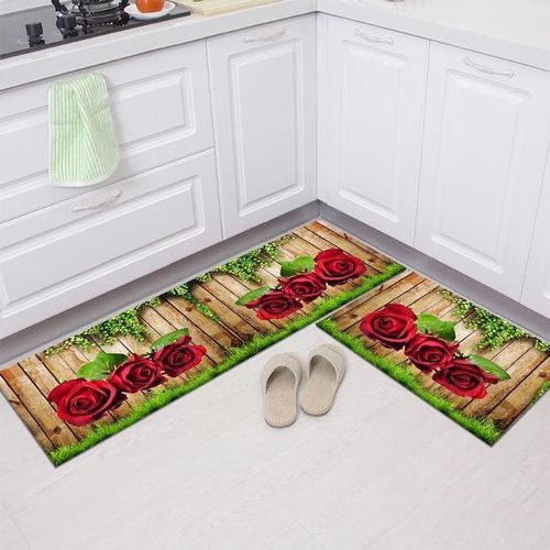 Top Elegant 2pcs Kitchen Mat/Rug--ROSE