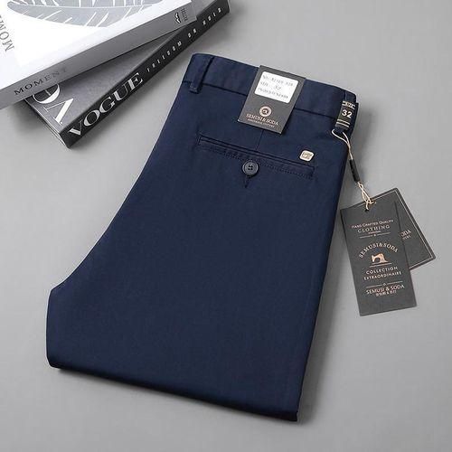 Men's Plain Chinos Trousers - Navy Blue