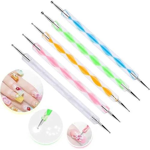 5 pc 2 Way Dotting Pen Tool Nail Art Tip Dot Paint Manicure kit (5PC)