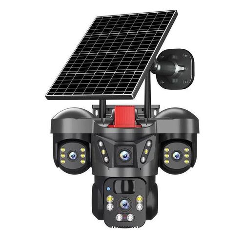 3 Lens 4G Solar CCTV Camera – Wireless Outdoor PTZ Security Camera with Night Vision, Motion Detection, SIM Card & V380 Pro App