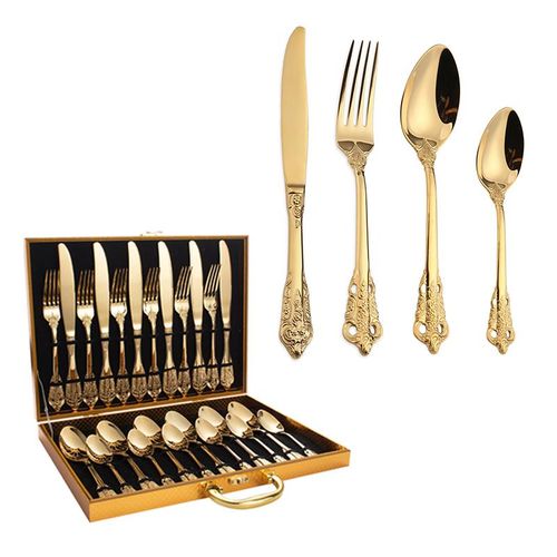 24-piece luxury gold cutlery set