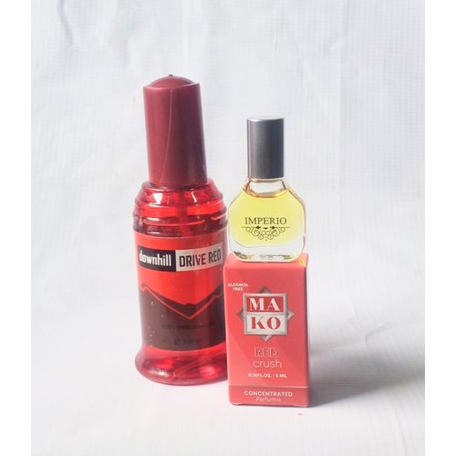 Perfume Gift Set Combo of 2 in 1 of Downhill Drive Red 120ml Body Spray and Mako Red Crush Oil Perfume 5ml, (Unisex Handy Pack), NAFDAC Number: Spray: A2- 6409, EDP: A2-105049