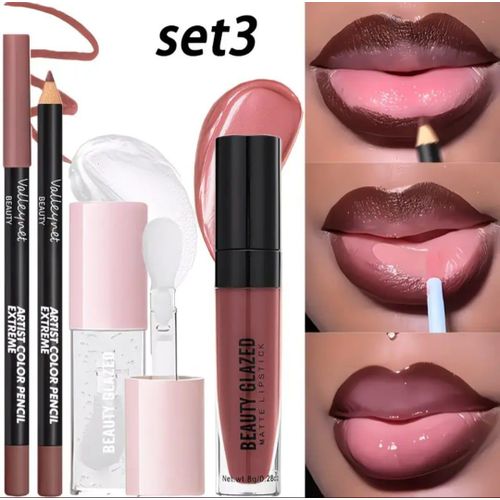 Two diff lip liner + clear gloss and nude gloss for lip combo