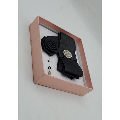 2 Pieces Stylish Black Men's Barrister Bow Tie Set