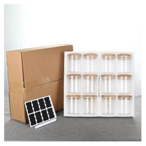 12 Spice Jars With Bamboo Lid Condiments Container