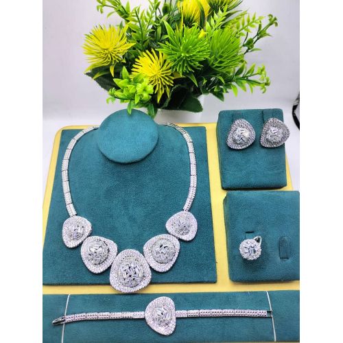 Classy Sophisticated Zirconia Diamond Iced Female + Necklace/Bracelet/Ear-Ring